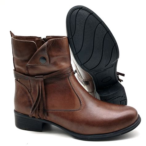 botas femininas couro legitimo cano curto - Botas Femininas de Couro Legítimo .
